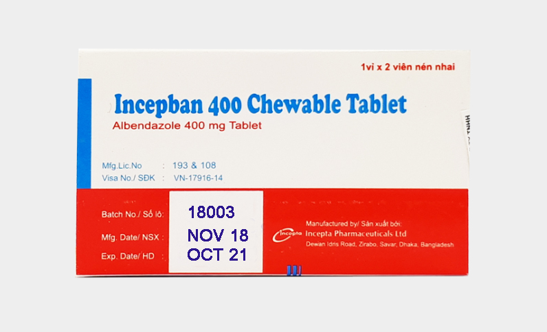 Thu hồi toàn quốc viên nén nhai Incepban 400 Chewable Tablet