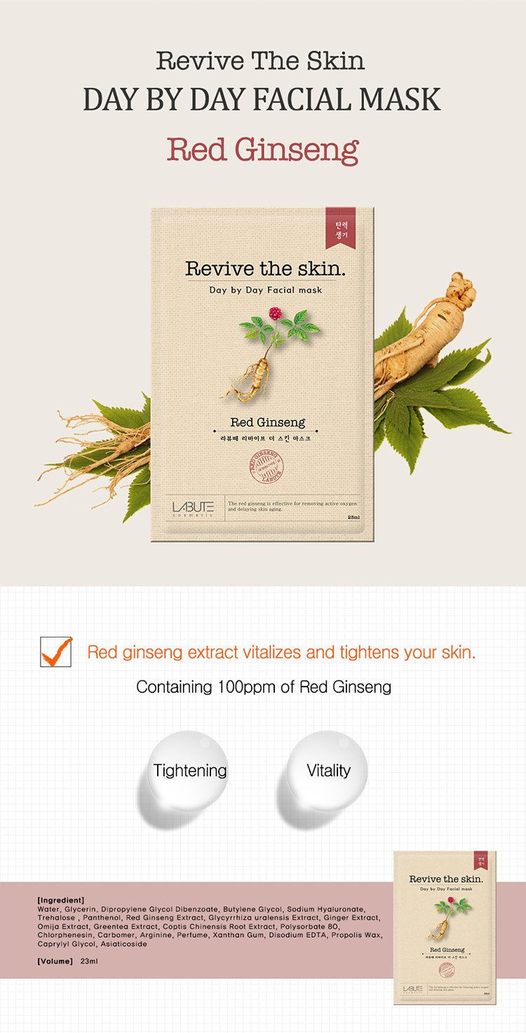 Cục Quản lý Dược đình chỉ lưu hành, thu hồi mỹ phẩm Labute Revive the skin Red Ginseng mask (Mặt nạ hồng sâm labute revive the skin - 23ml)