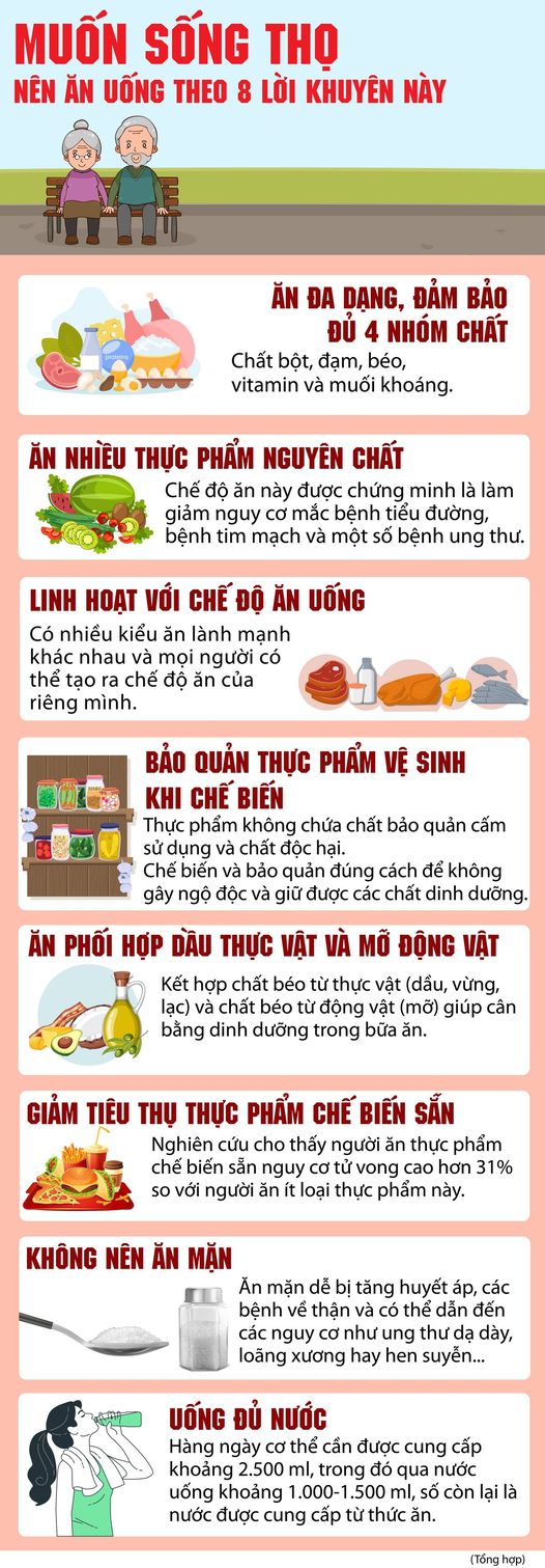 8 cách ăn uống để sống thọ hơn