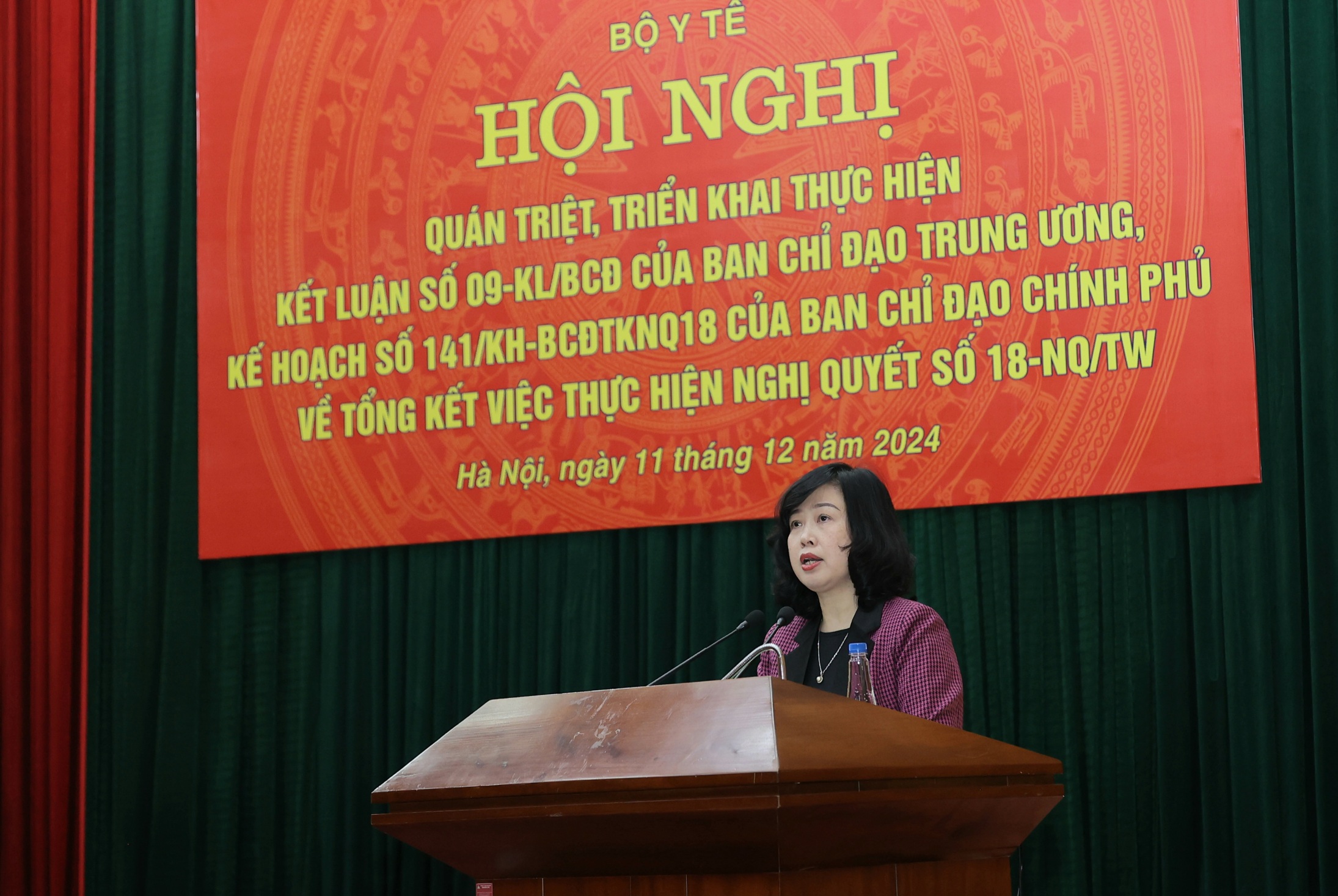 Uỷ viên Trung ương Đảng, Bộ trưởng Bộ Y tế Đào Hồng Lan phát biểu chỉ đạo tại Hội nghị.