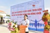 Bà Nguyễn Thị Bé Mười - Phó Chủ tịch UBND tỉnh, Trưởng ban Chỉ đạo Ngày chạy Olympic vì sức khỏe toàn dân tỉnh Bến Tre phát biểu khai mạc buổi lễ