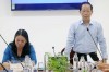 Phó chủ tịch Thường trực UBND tỉnh Nguyễn Trúc Sơn (phải) và Phó chủ tịch UBND tỉnh Nguyễn Thị Bé Mười chủ trì buổi làm việc
