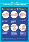 6 bước trong quy trình rửa tay thường quy theo hướng dẫn của Bộ Y tế.