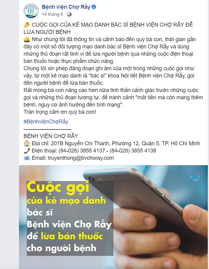 Mạo danh Bệnh viện Chợ Rẫy