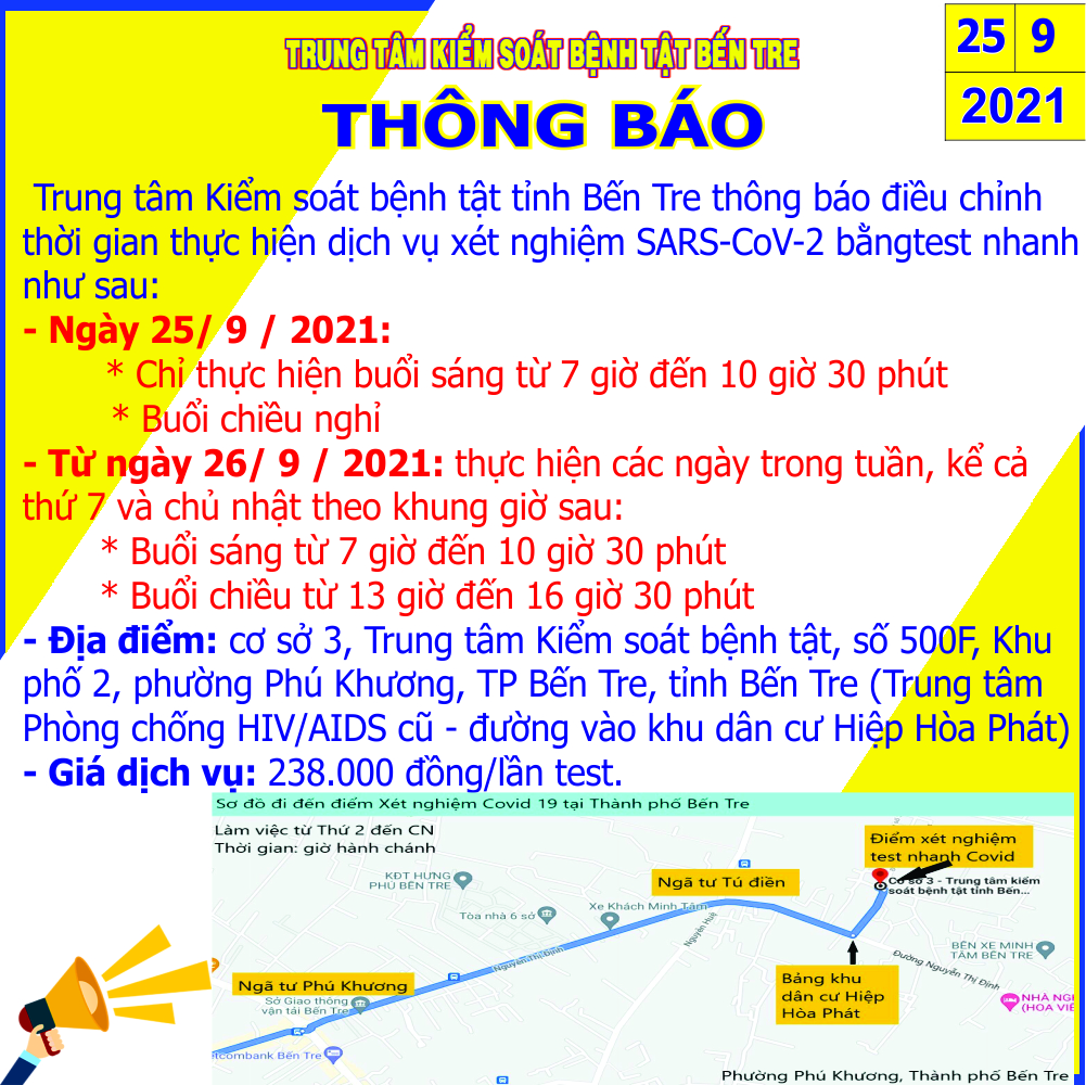 25.9.THÔNG BÁO THAY ĐỔI THỜI GIAN THỰC HIỆN TEST NHANH